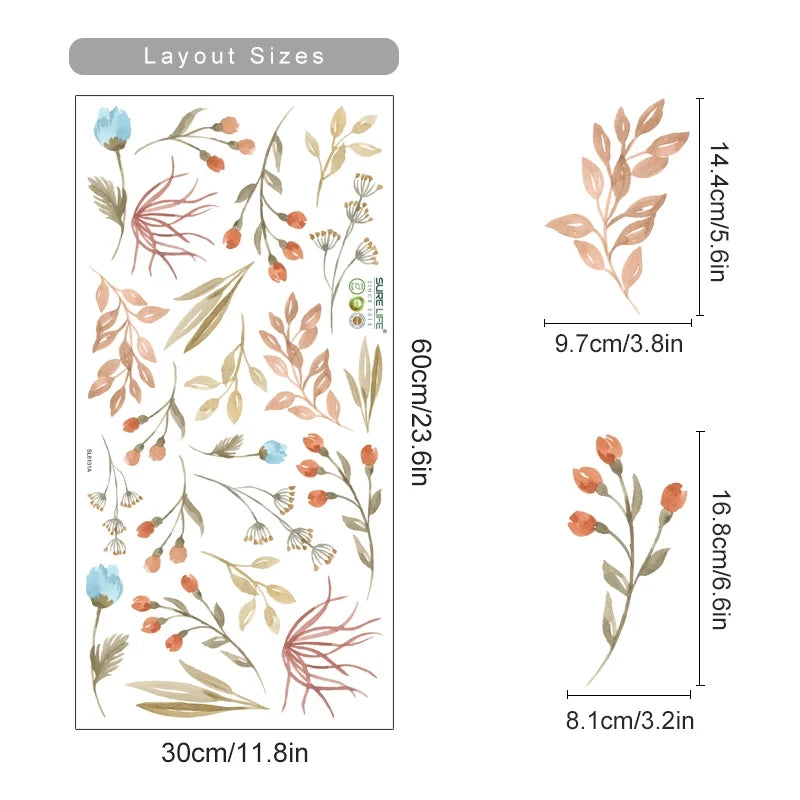 Boho Watercolor Flower Wall Decals