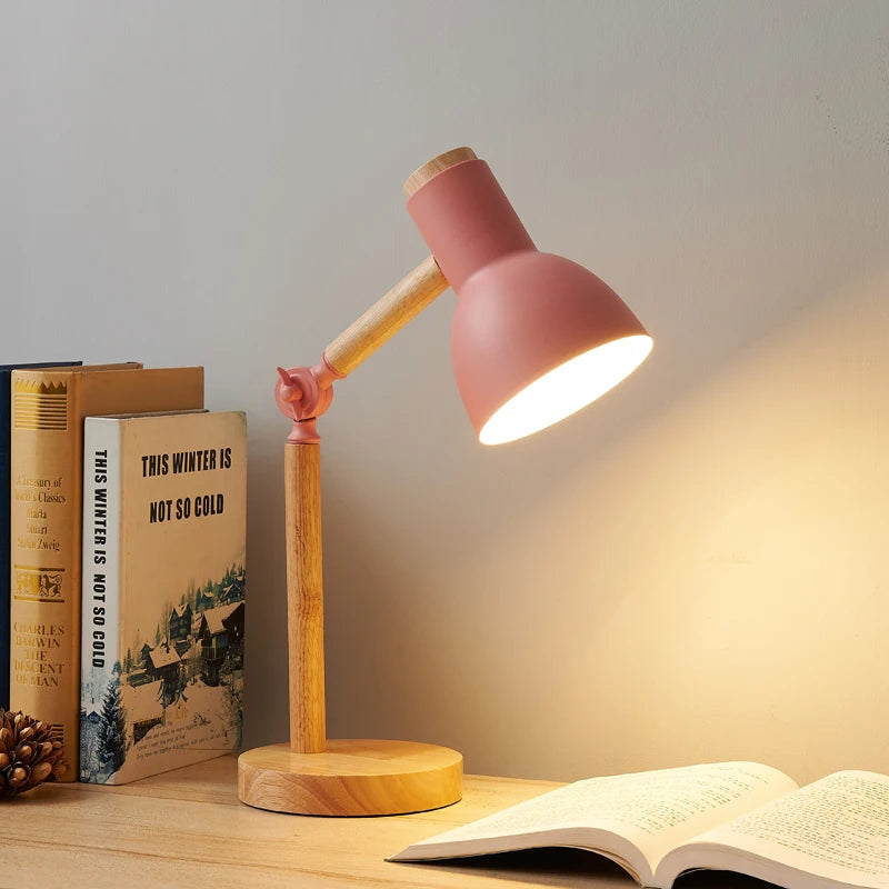 Nordic Wooden Turn Head Table Lamp