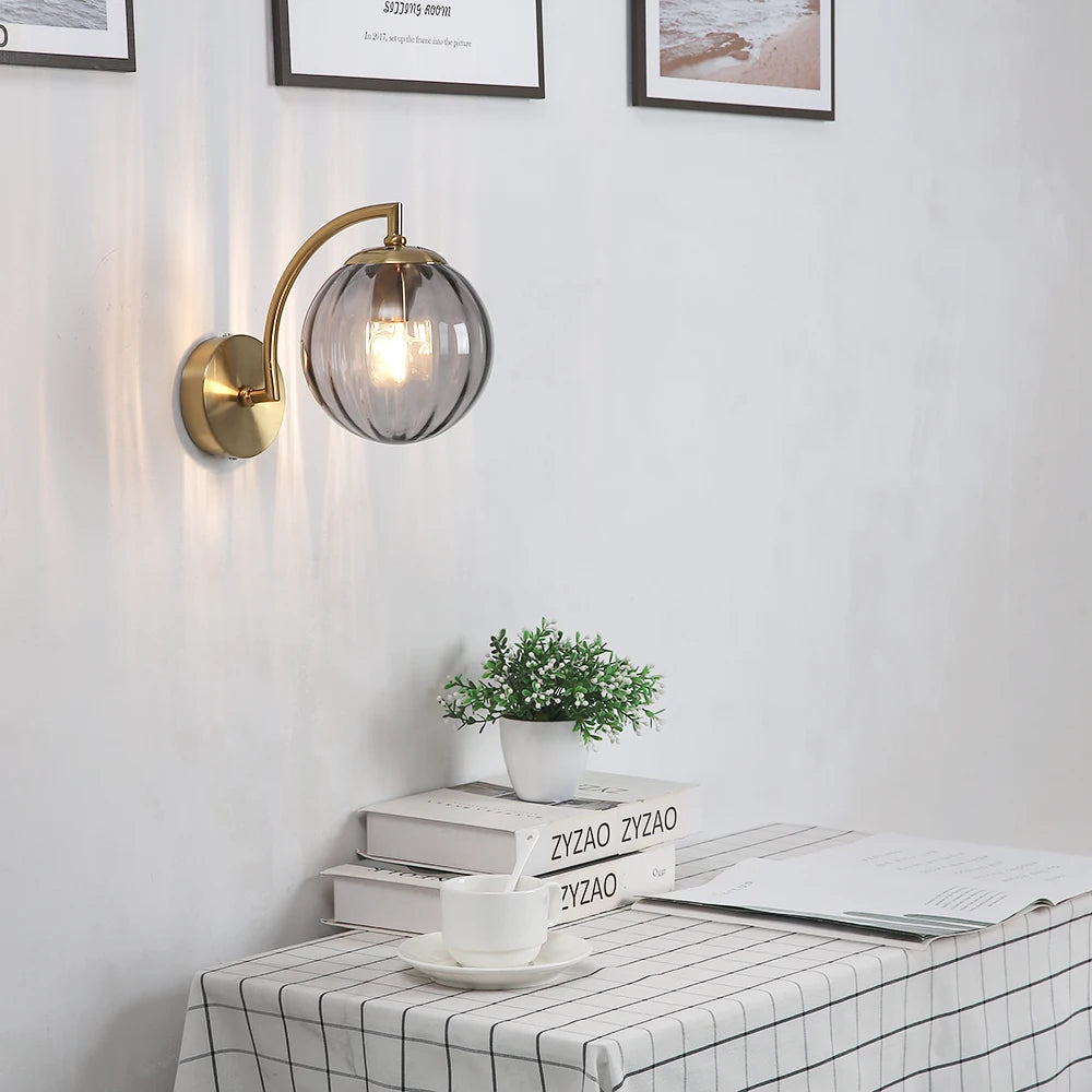 Glass Shade Bedside Wall Lamp