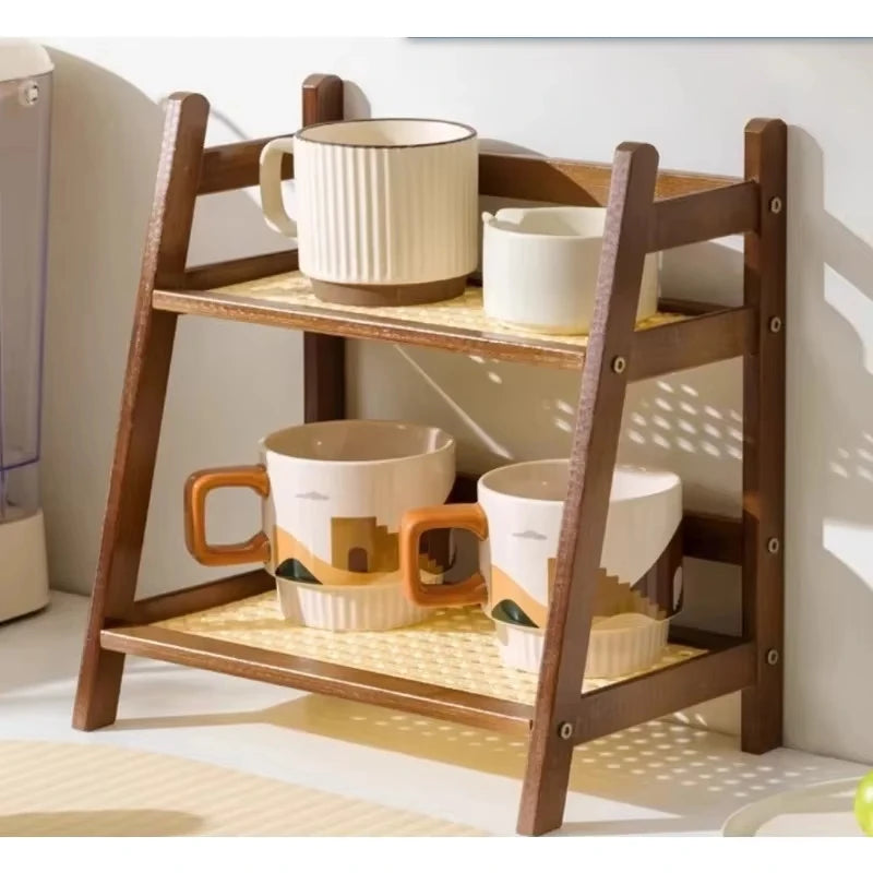 Two Tier Bamboo Countertop Storage Rack