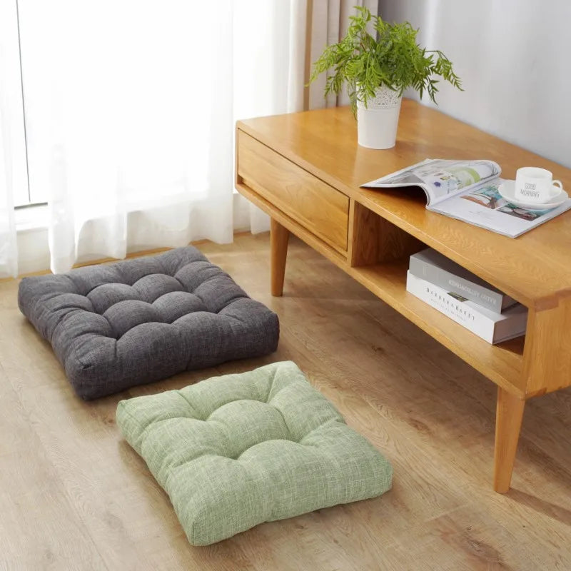 Large Square Floor Seat Cushion Cotton Linen Tatami Floor Pillow Thick Cushions Seating Pillow Seats Mat Pad Balcony Cushion