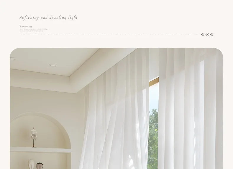 Custom Size Good Quality Cat-Proof White Tulle Sheer Curtains