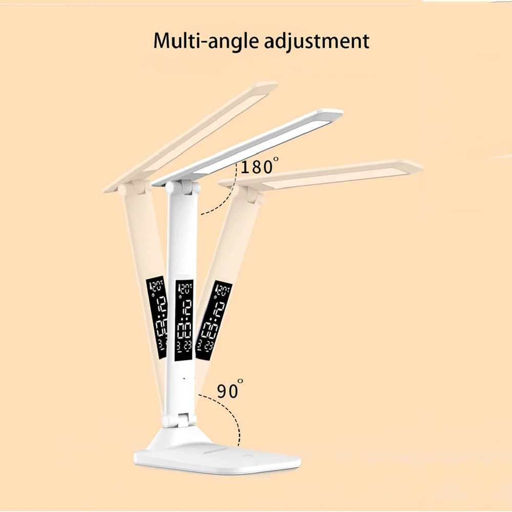 Folding Desk Lamp with Clock