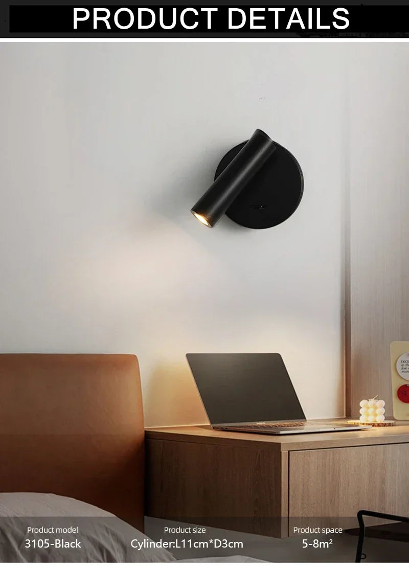 Modern LED Wall lights Rotatable Adjustable Reading Lights Bedroom