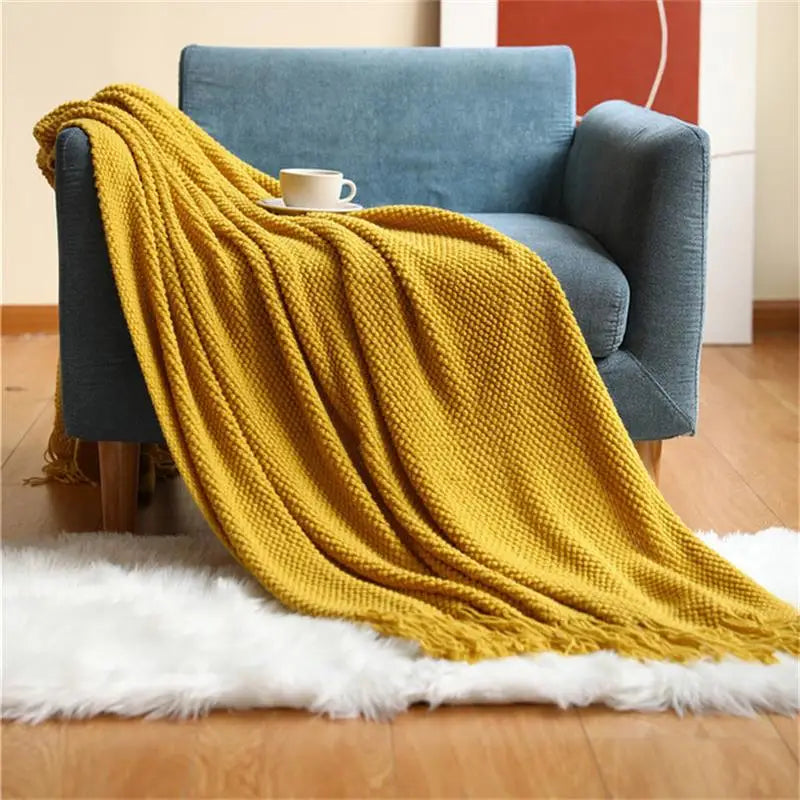 Nordic Solid Knit Throw Blanket