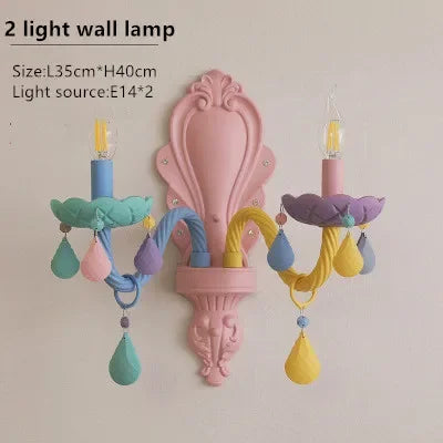 Nordic Macaron European Style Candles Crystal Chandelier for Girls and