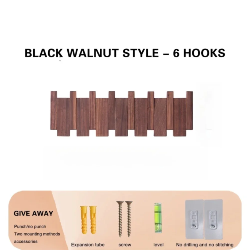 Wooden Wall Coat Rack with 8 Hooks