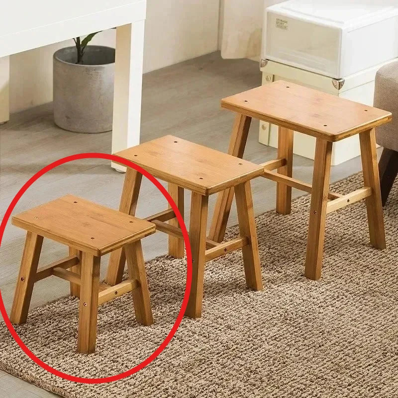 Solid Bamboo Low Stool, Portable Bench