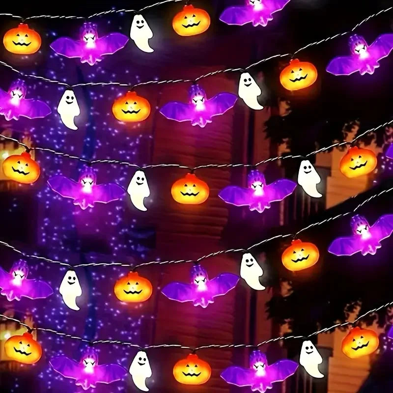 Pumpkin Bat Ghost LED String Lights