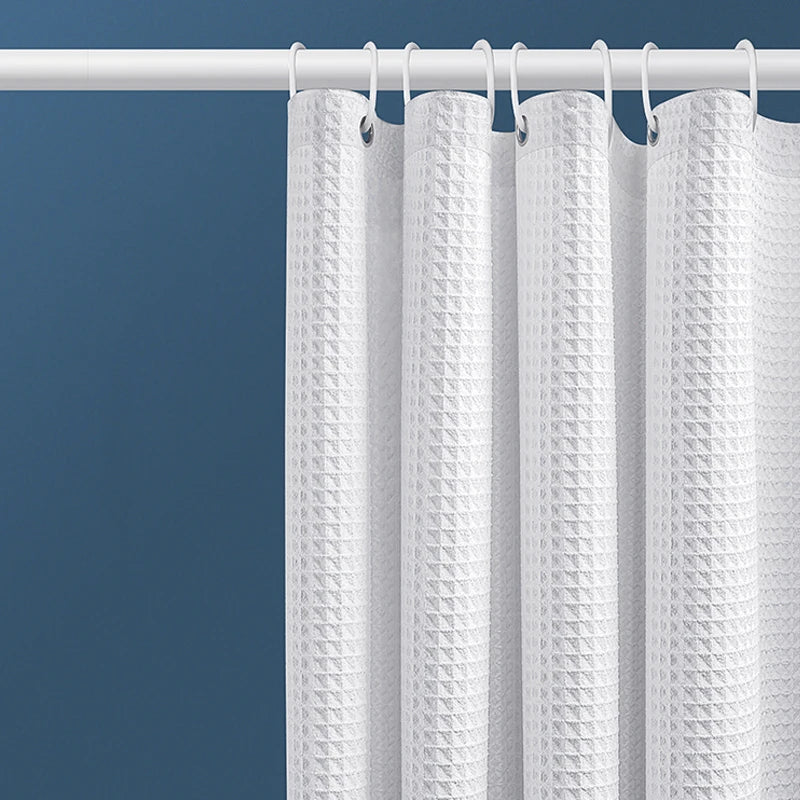 Thickened Waffle Solid Color Shower Curtain, Non-porous Double-sided