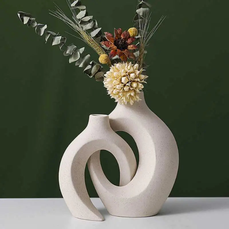 European Ceramic Vase Set Creative White Simple Home Decoration Living