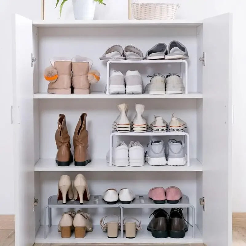 ABS Shoe Rack Extensible Shoe Hanger Storage Space Saving Shelf Telescopic Storage Rack Household Kitchen Cabinet Organizer