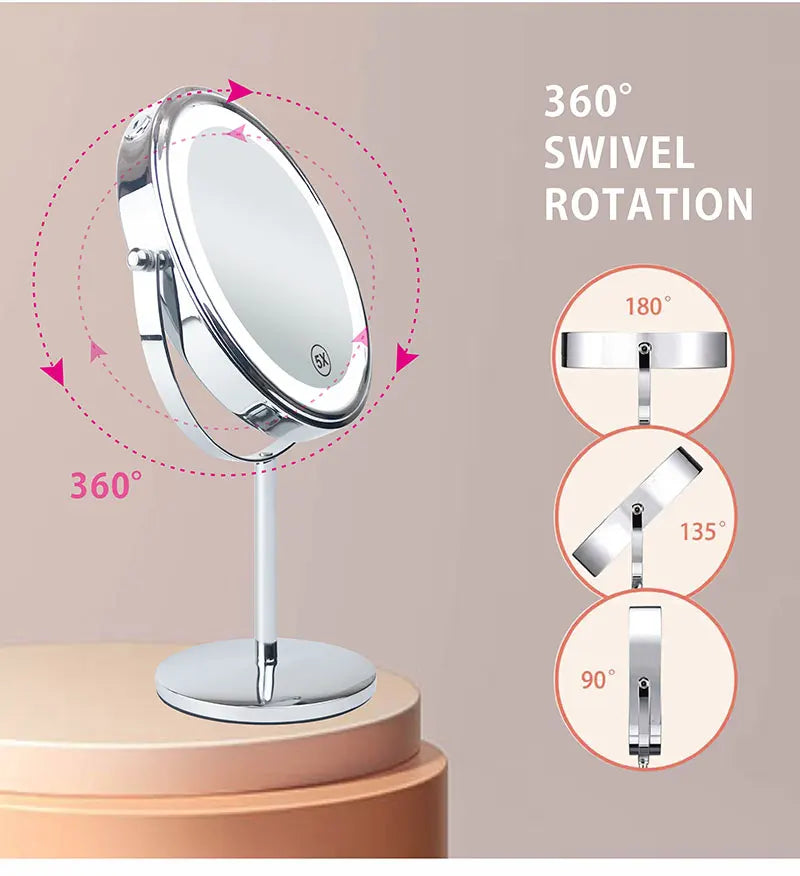 8 Inch 10X Magnifying LED Makeup Mirror with 3 Color Lighting