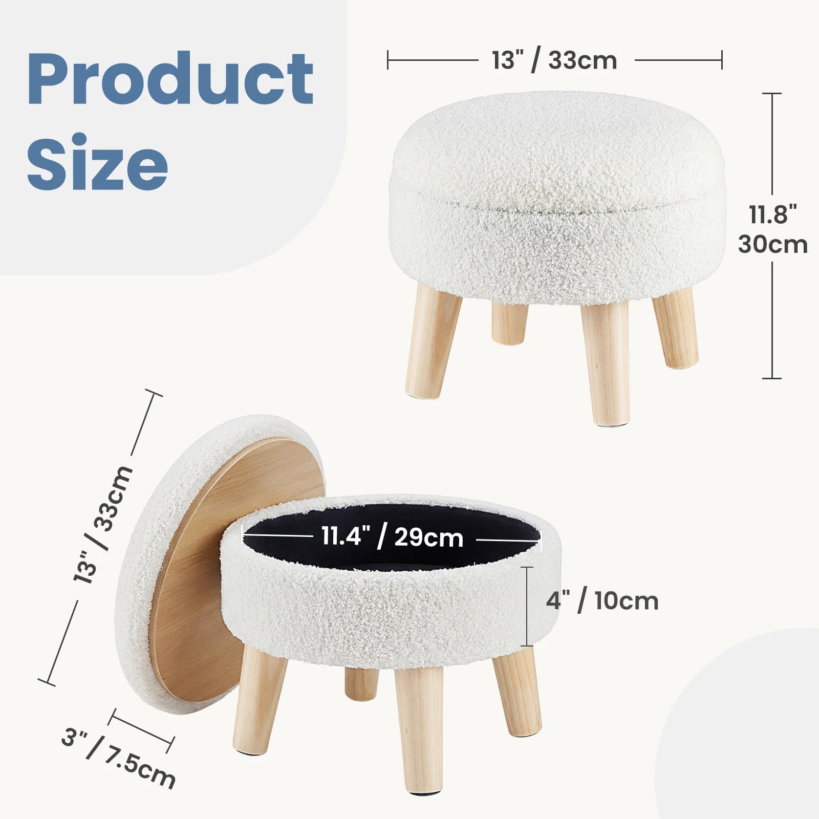 Round Teddy Velvet Storage Ottoman