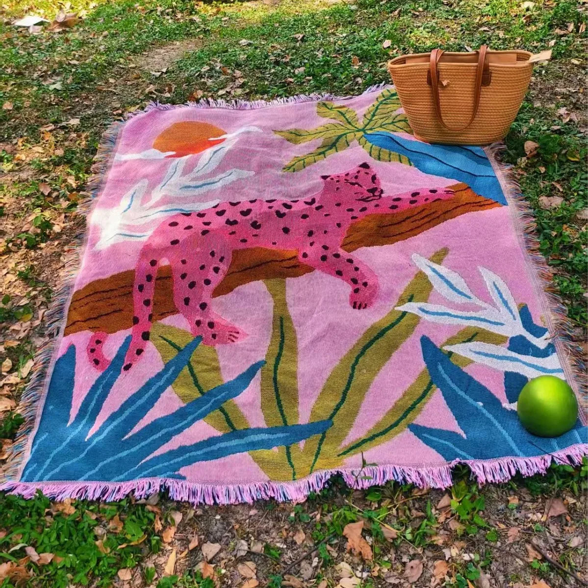 Leopard Jacquard Knit Throw