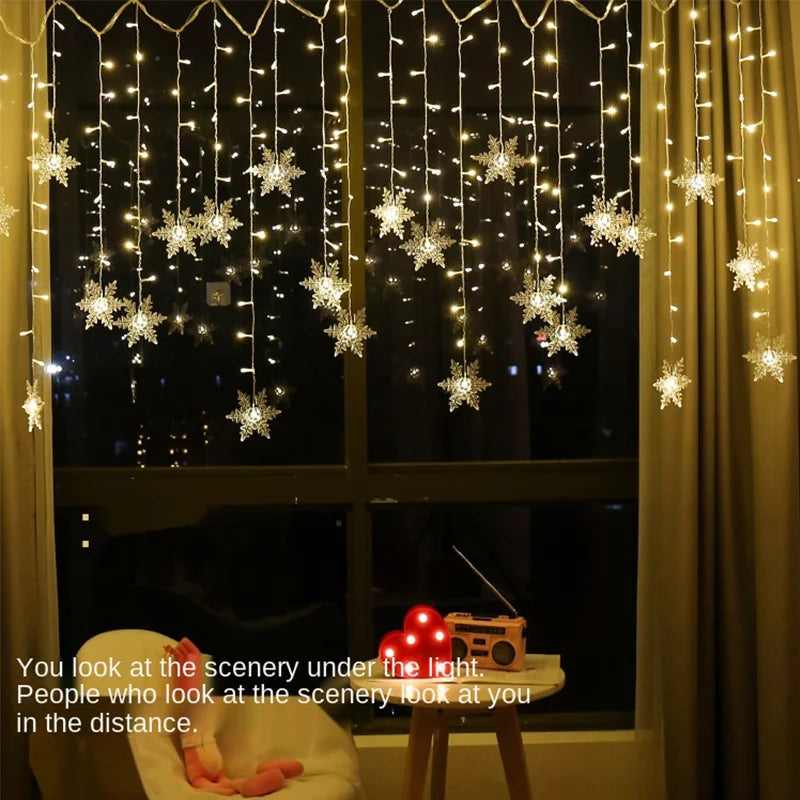 Snowflake LED Curtain Lights 3.2M