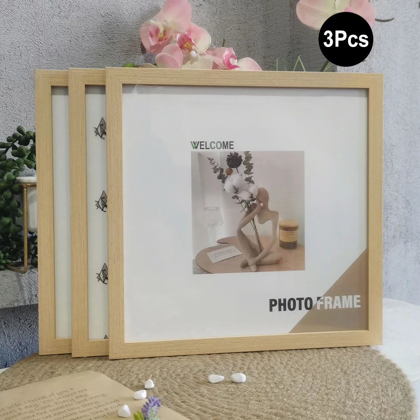 Wood Square Photo Frames For Wall Hanging or Desktop