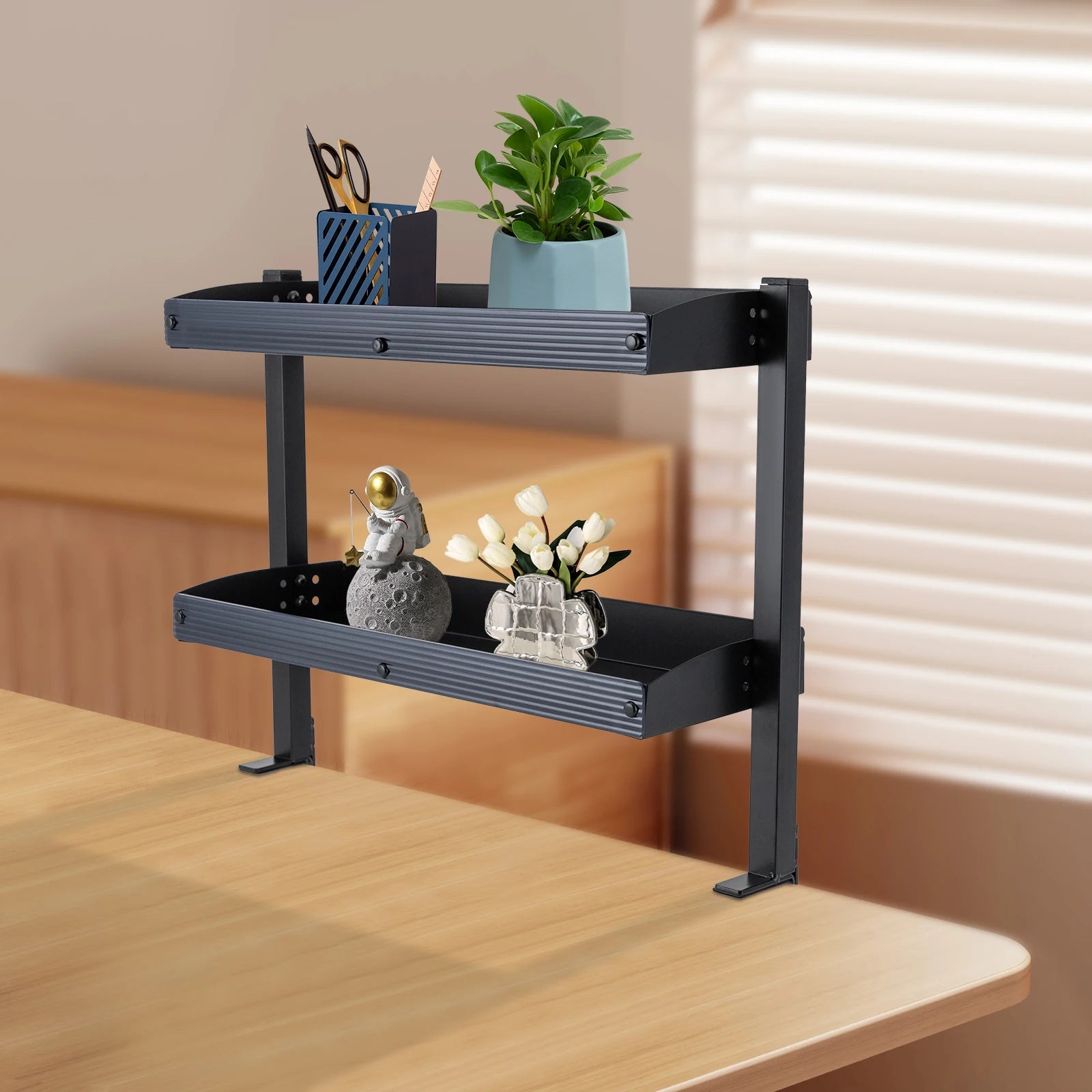 Two Tier Clamp On Desk Shelf