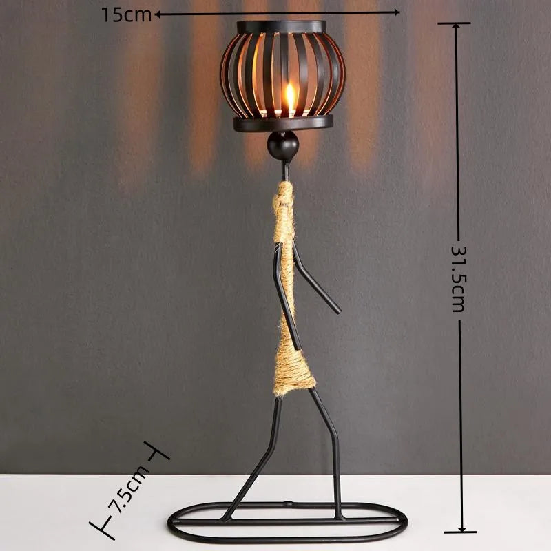 Nordic Metal Candlestick Abstract Character Sculpture Candle Holder