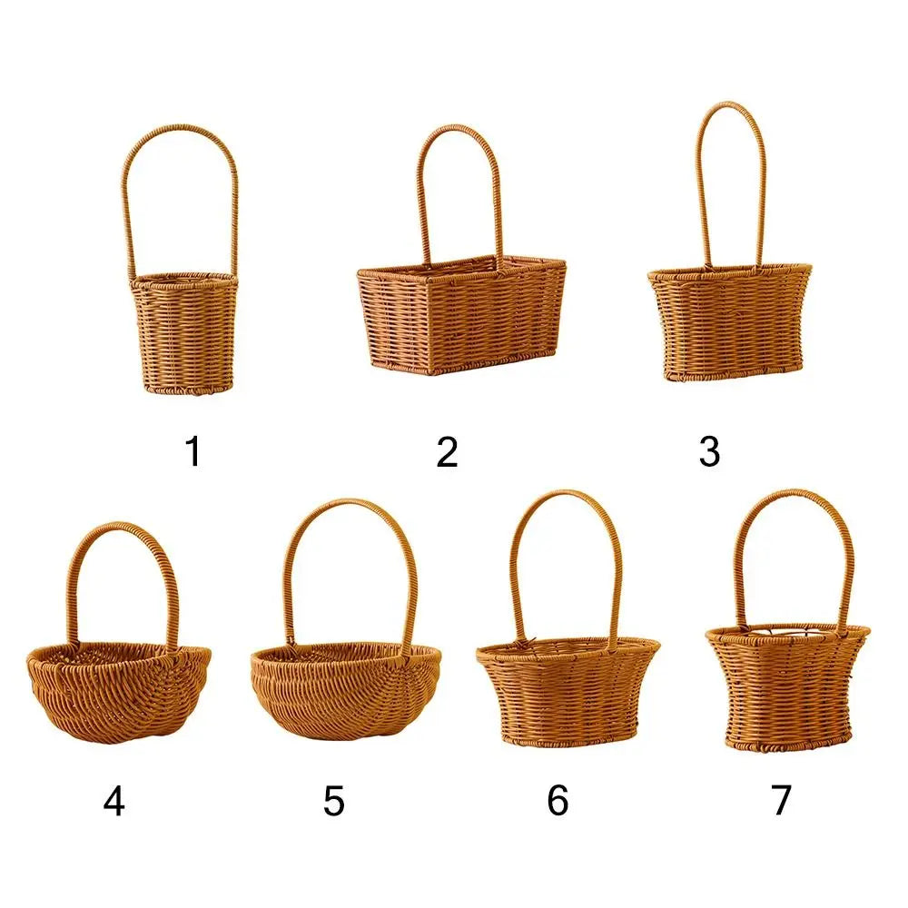 Woven Rattan Storage Basket with Handle