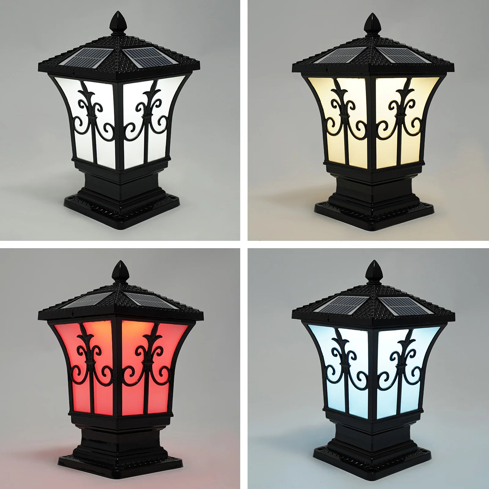 85-265V Outdoor Solar Post Light,Modern Post Light, Solar Powered &