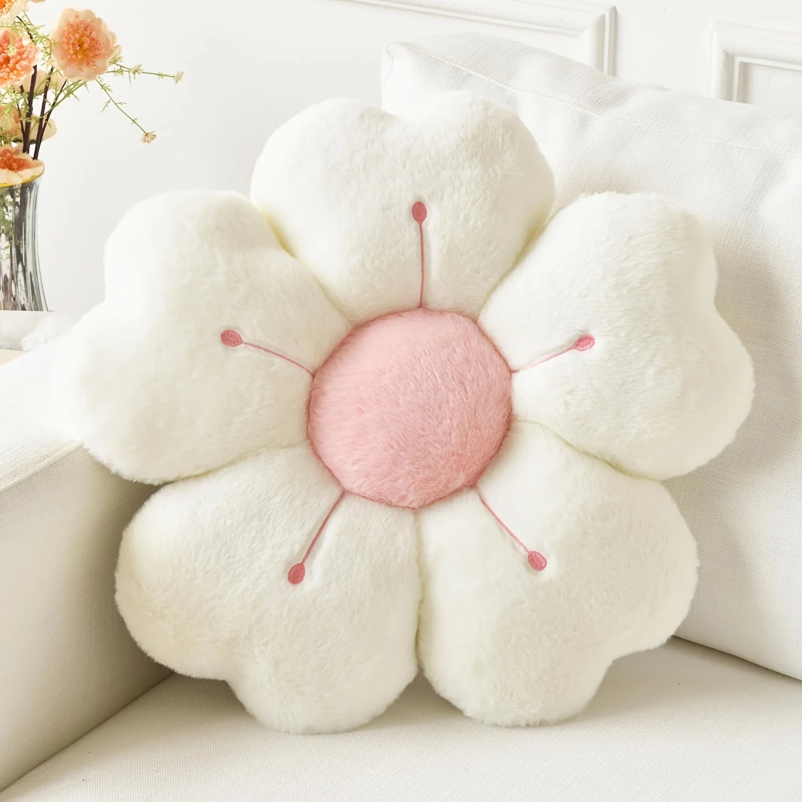 Flower Shaped Plush Throw Pillow