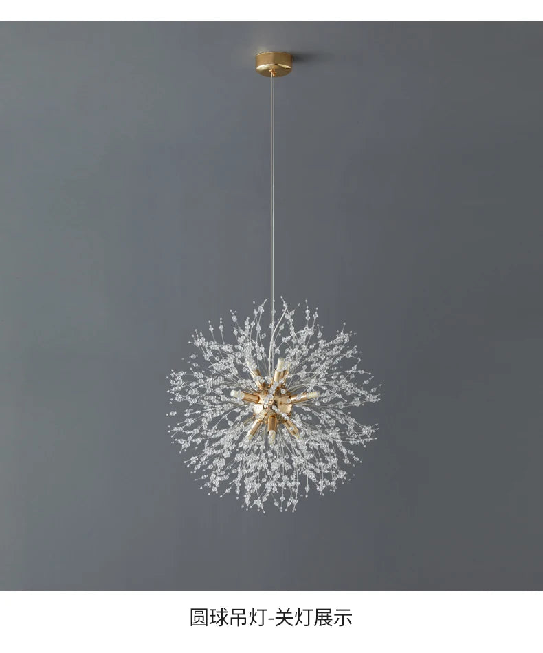 Modern Sky Star Fireball Crystal Pendant LED Lighting Dandelion