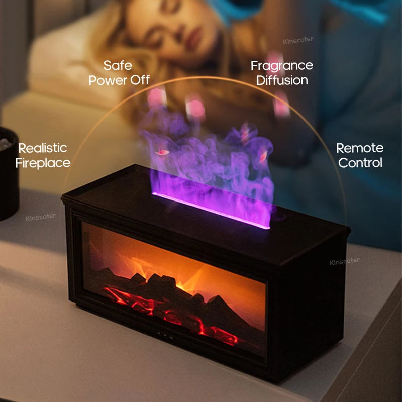 Simulated Fireplace Flames Aroma Diffuser Aromatherapy Ultrasonic Air