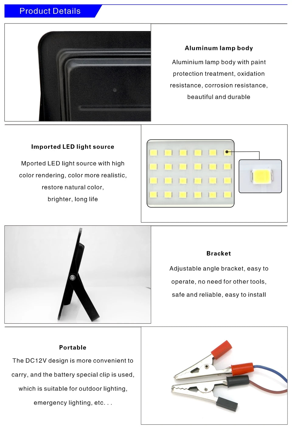 DC 12V Portable LED Flood Light