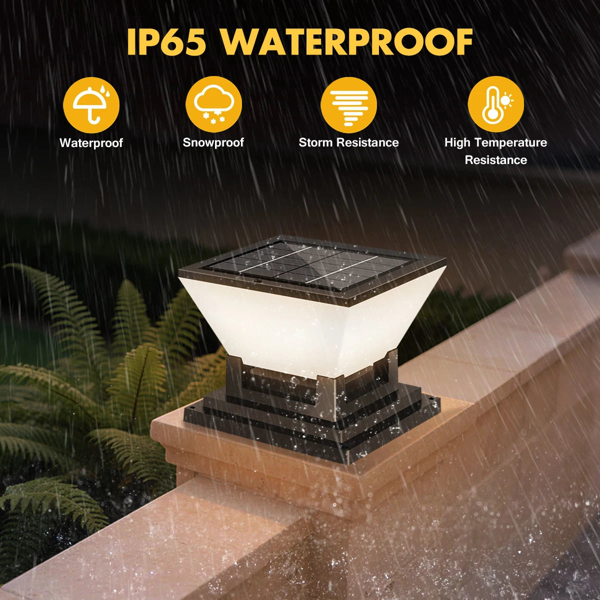 Solar Column Light Auto Night on Day Off 3 Colors IP65 Waterproof