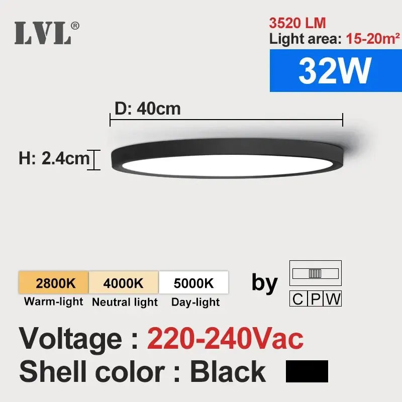 Wood Grain 3 Color LED Flush Ceiling Light