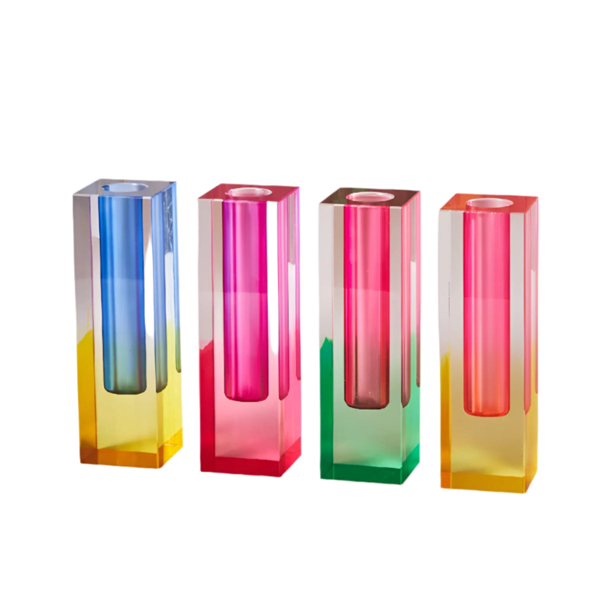 Iridescent Acrylic Bud Vase, Crystal Look Column Vase