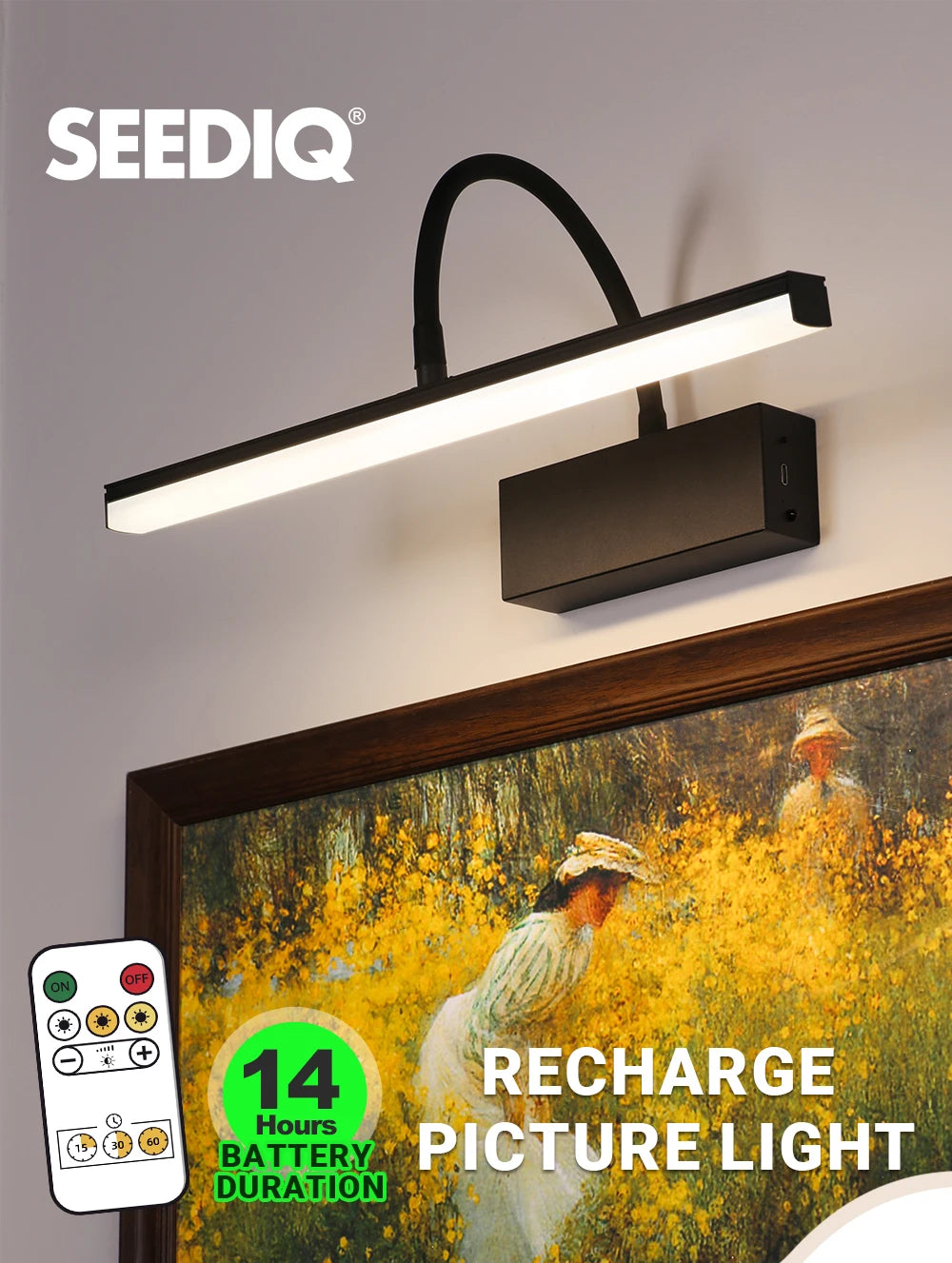 Rechargeable LED Wall Lamp Flexible Adjustable Wall Light Fixtures 40cm