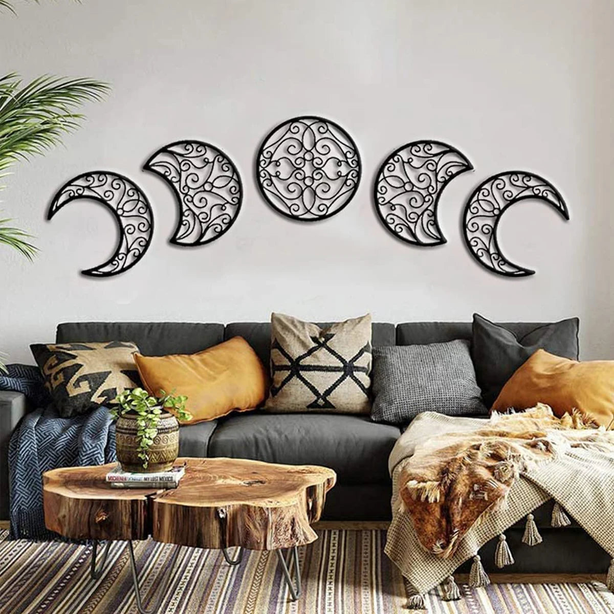 Black Moon Decoration Wall Hanging 3D Moon Phase Spiritual Bedroom