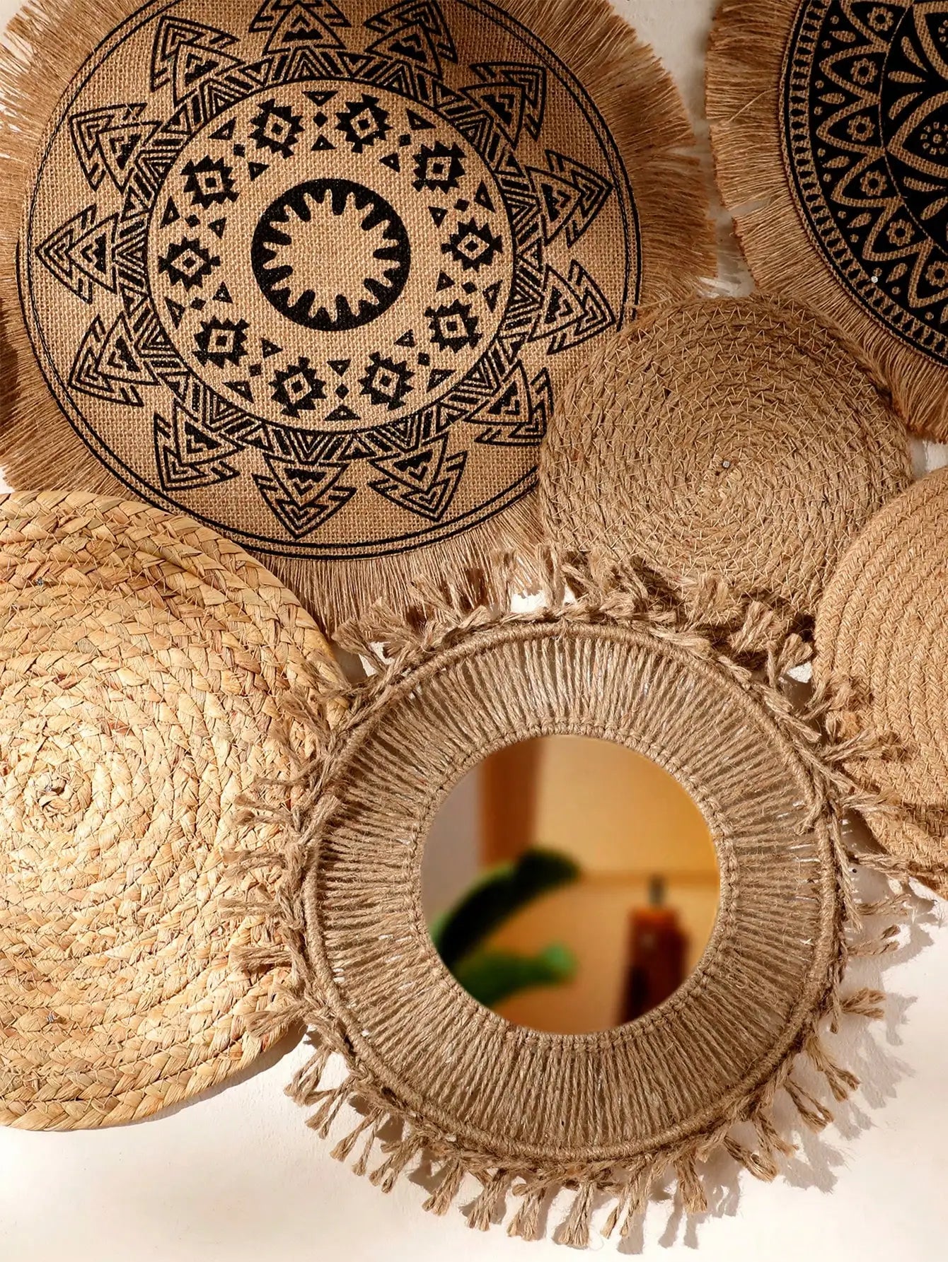 Hanging Woven Cloth Wall Basket Handmade Decorative Rustic Boho
