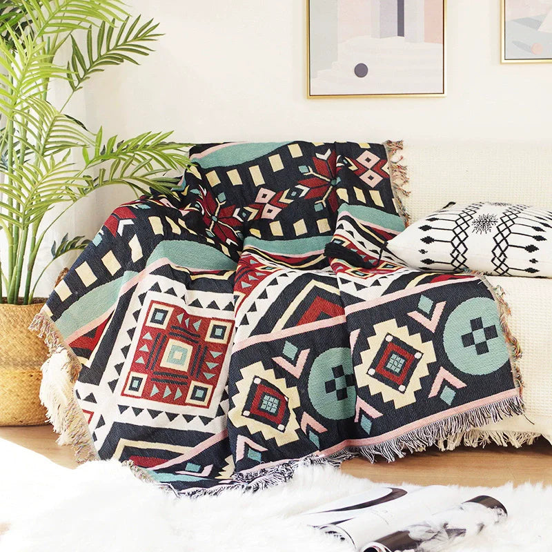 Nordic Plaid Knit Sofa Blanket