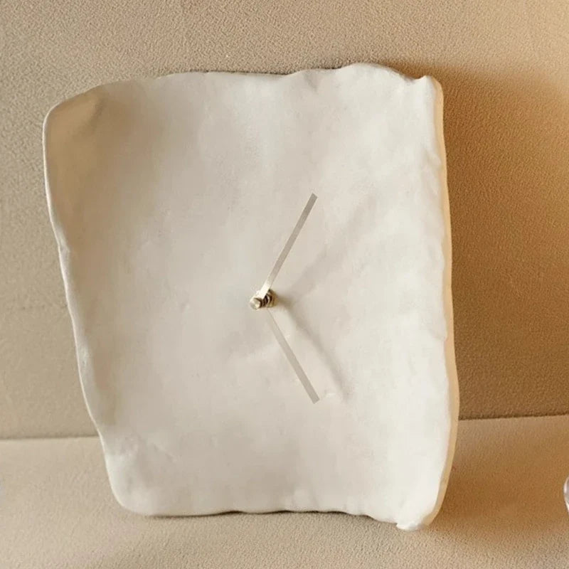 Sculpted Resin Wall Clock, Silent Matte Clay Look Clock