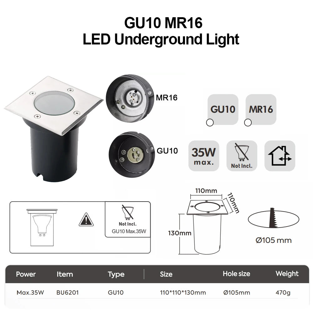 Recessed GU10 In Ground Well Light