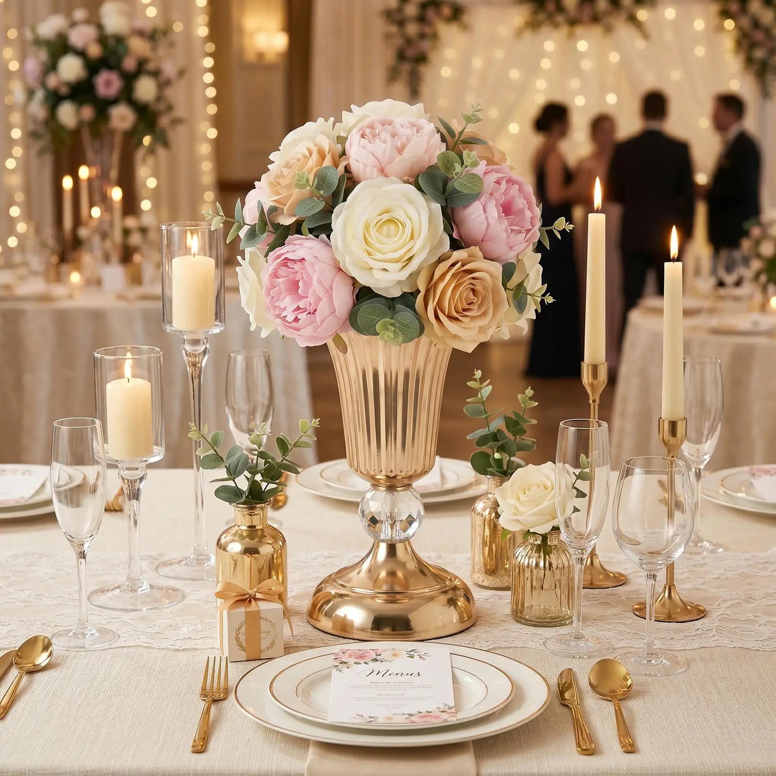 Gold Metal Trumpet Centerpiece Vase