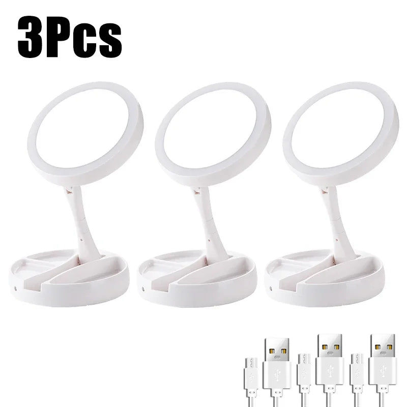 LED Daylight Makeup Mirror, 360 Rotating with Detachable Base