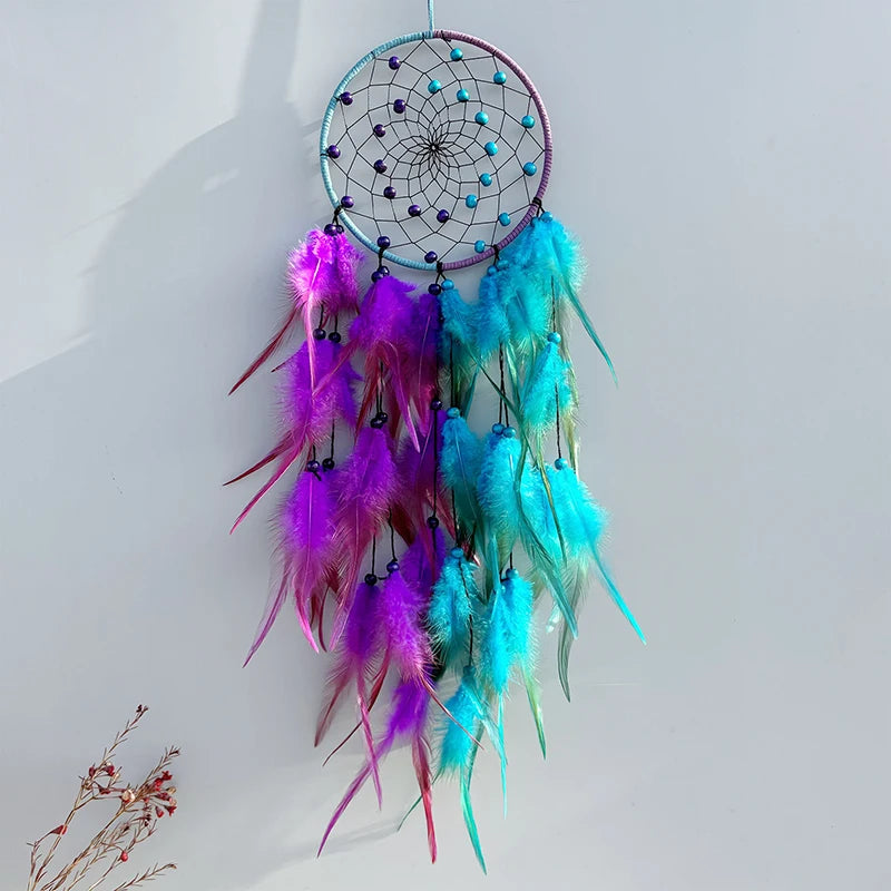 Dream Catcher Handmade Two Color Feather Wind Chimes Living Room