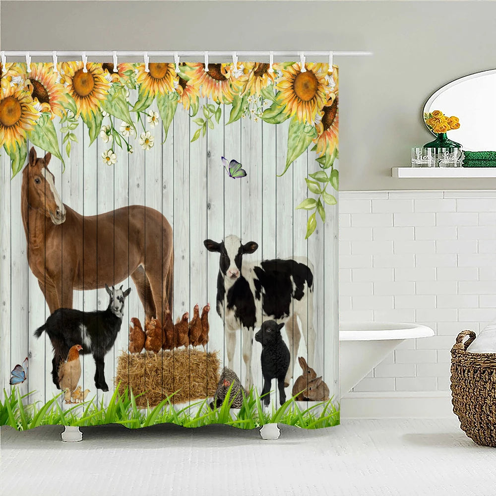 Funny Shower Curtains Bathroom Curtain With Hooks Decor Waterproof Cat