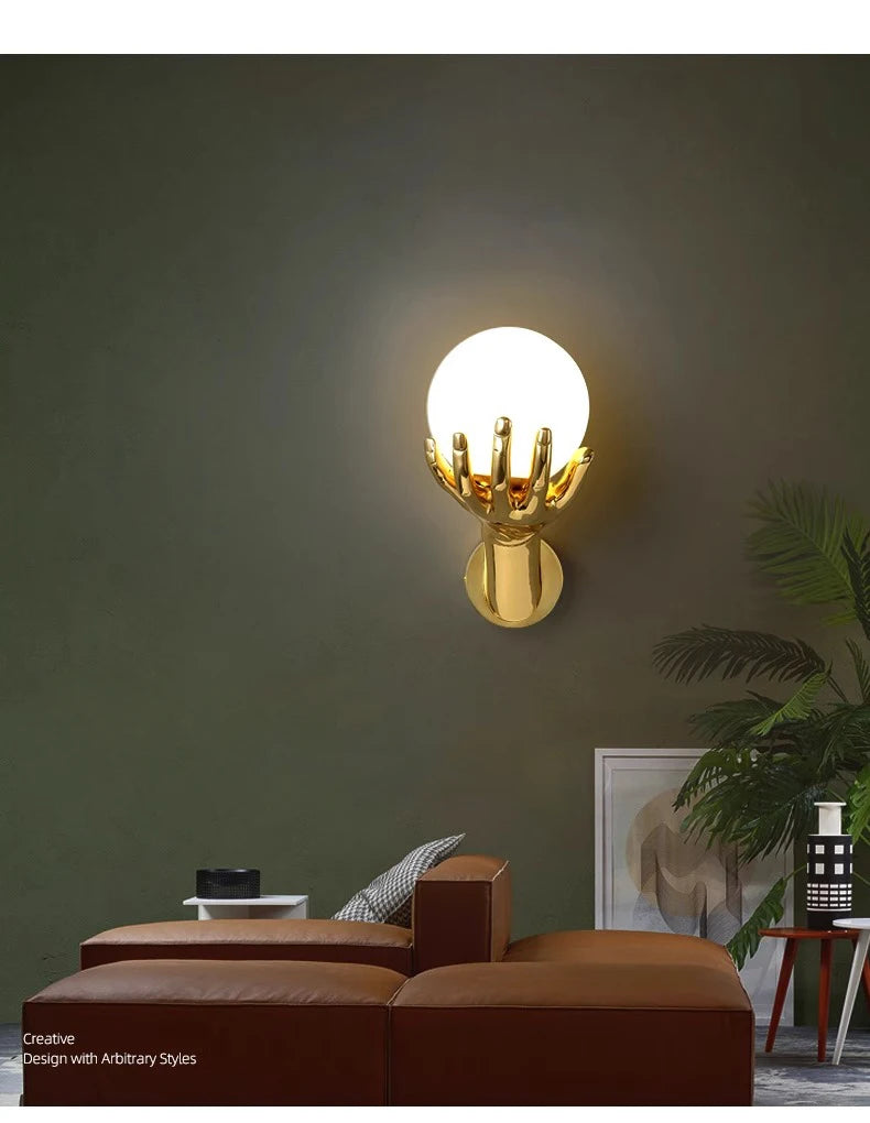 Brass Hand Moon Wall Sconce