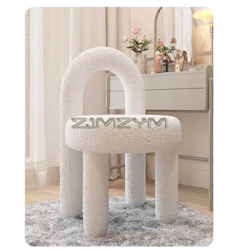Round Velvet Vanity Stool Footrest