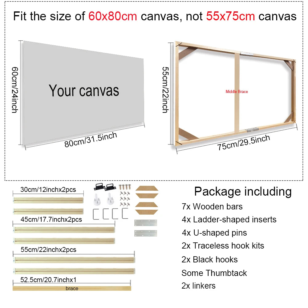 Various Sizes Canvas Frame Wooden Frames Natural Wooden Photo