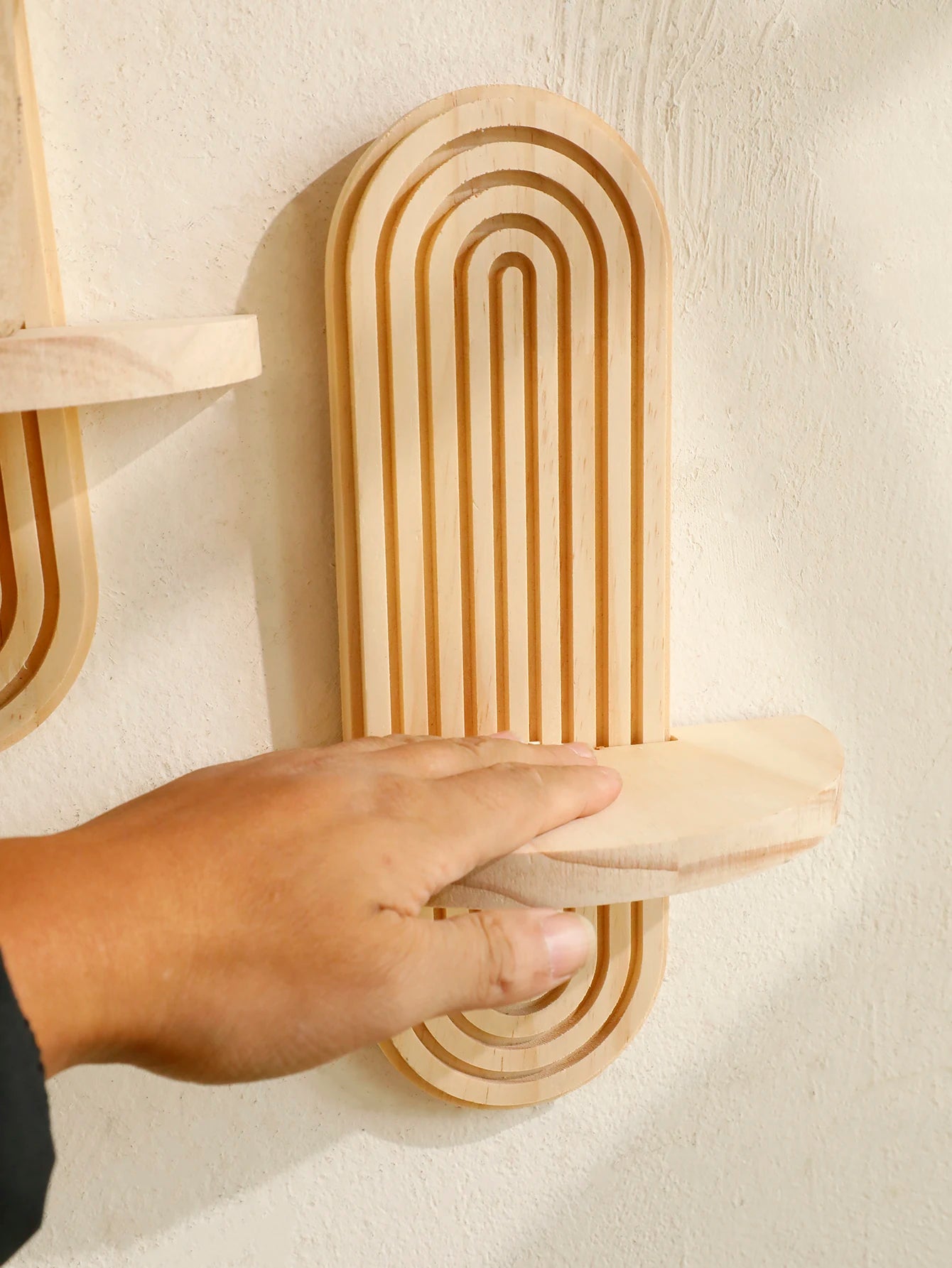 Boho Geometric Wooden Wall Shelf