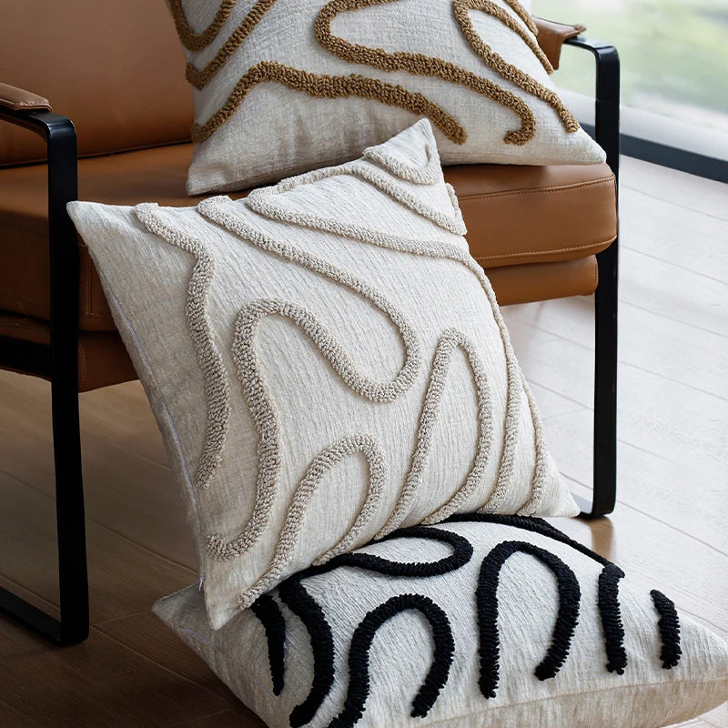 Boho Chenille Line Cushion Cover
