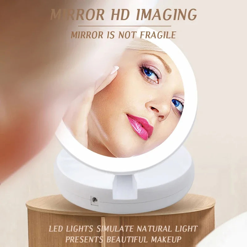 LED Daylight Makeup Mirror, 360 Rotating with Detachable Base