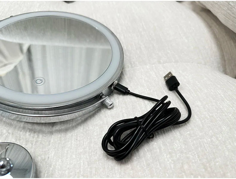 Wall Mounted Folding Makeup Mirror, Double Sided with Fill Light