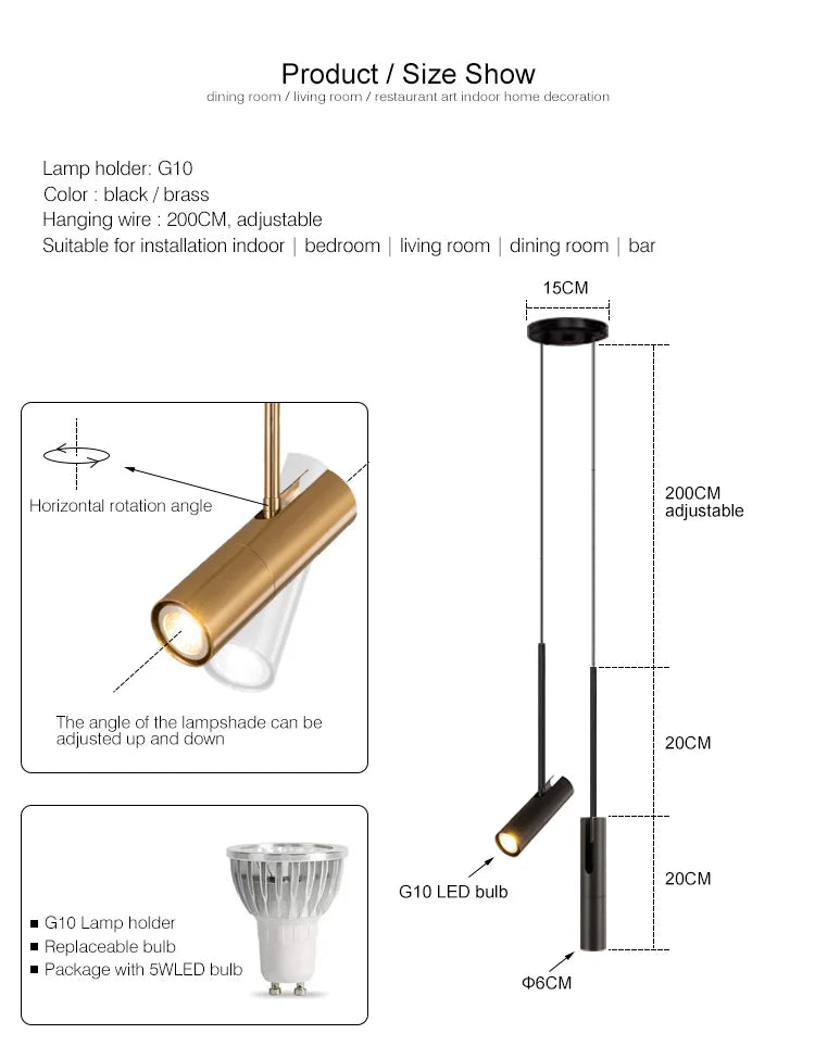 Nordic Black LED Bedside Pendant